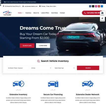 Car Dealership Website Design with Free VPS Web Hosting
