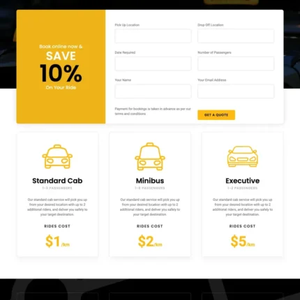 Taxi Website Design with Free VPS Web Hosting
