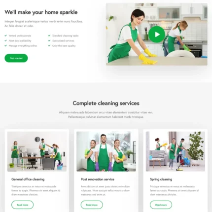 Cleaning Service Website Design with Free VPS Web Hosting