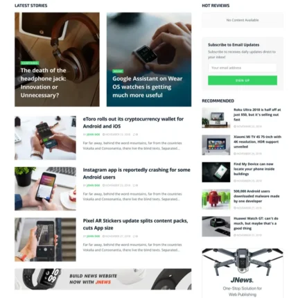 Android Magazine Website Design with Free VPS Web Hosting