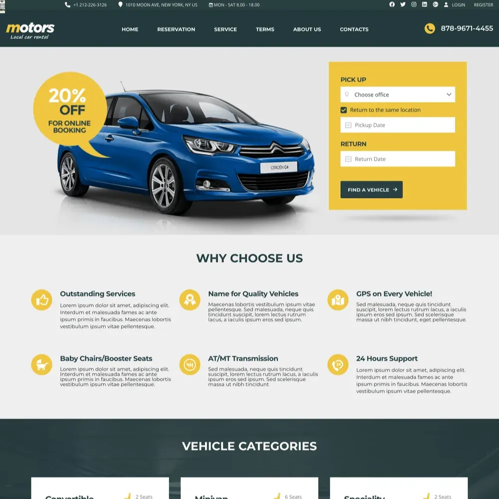 Auto Rental Website Design with Free VPS Web Hosting (1) Auto Rental Website Design with Free VPS Web Hosting
