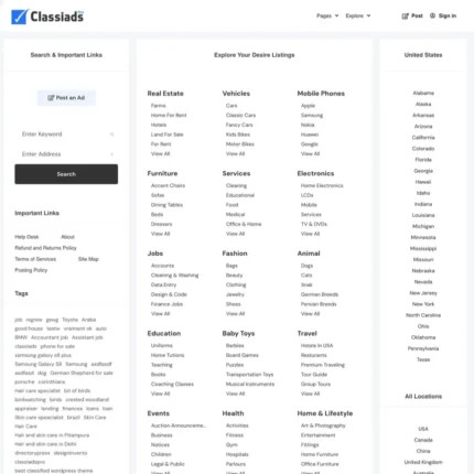 Craigslist Classified Website Design with Free VPS Web Hosting