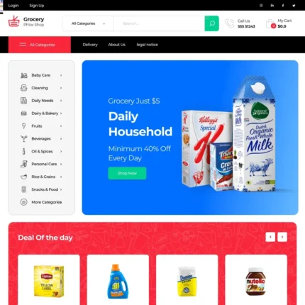 Grocery Store Website Design with Free VPS Web Hosting