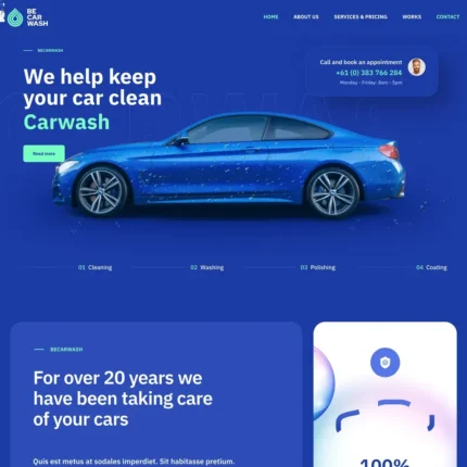 Car Wash Website Design with Free Web Hosting