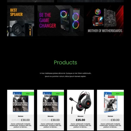 Gaming Shop Website Design with Free VPS Web Hosting