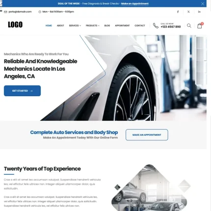 Auto Services Website Design with Free VPS Web Hosting