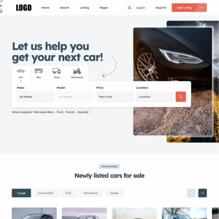 Automotive Listings Website Design with Free VPS Web Hosting