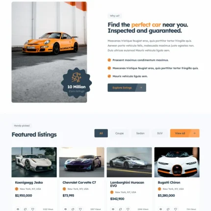 Car Listings Website Design with Free VPS Web Hosting