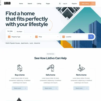 Property Listings Website Design with Free VPS Web Hosting