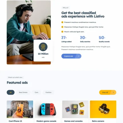 Public Listings Website Design with Free VPS Web Hosting