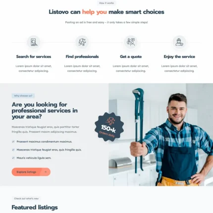 Service Listings Website Design with Free VPS Web Hosting
